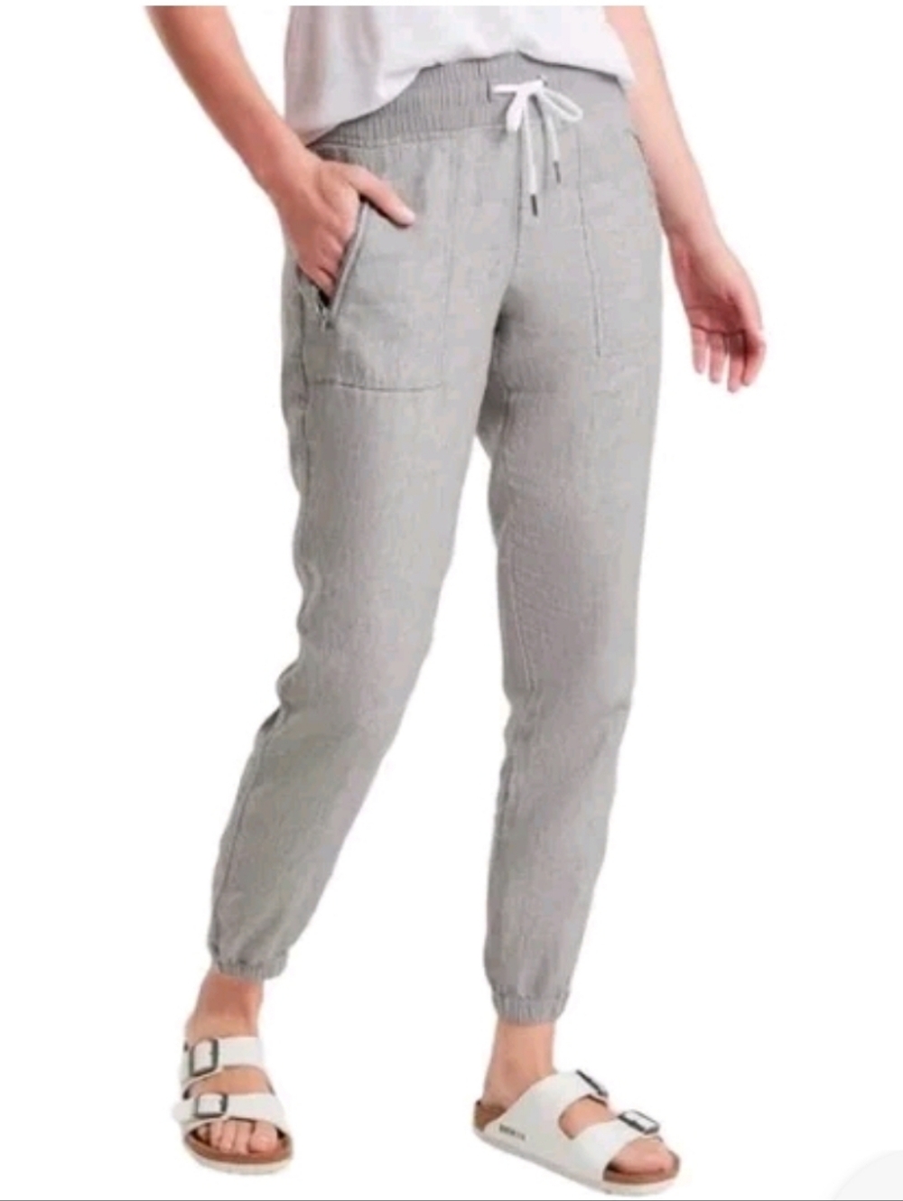 Athleta Cabo Linen Gray Joggers, Size 8